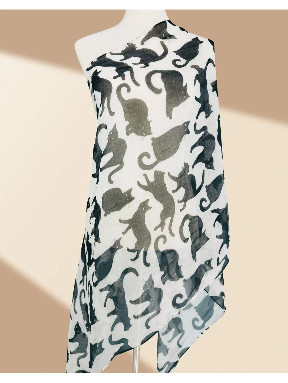 Black Cat Semi-Sheer Scarf